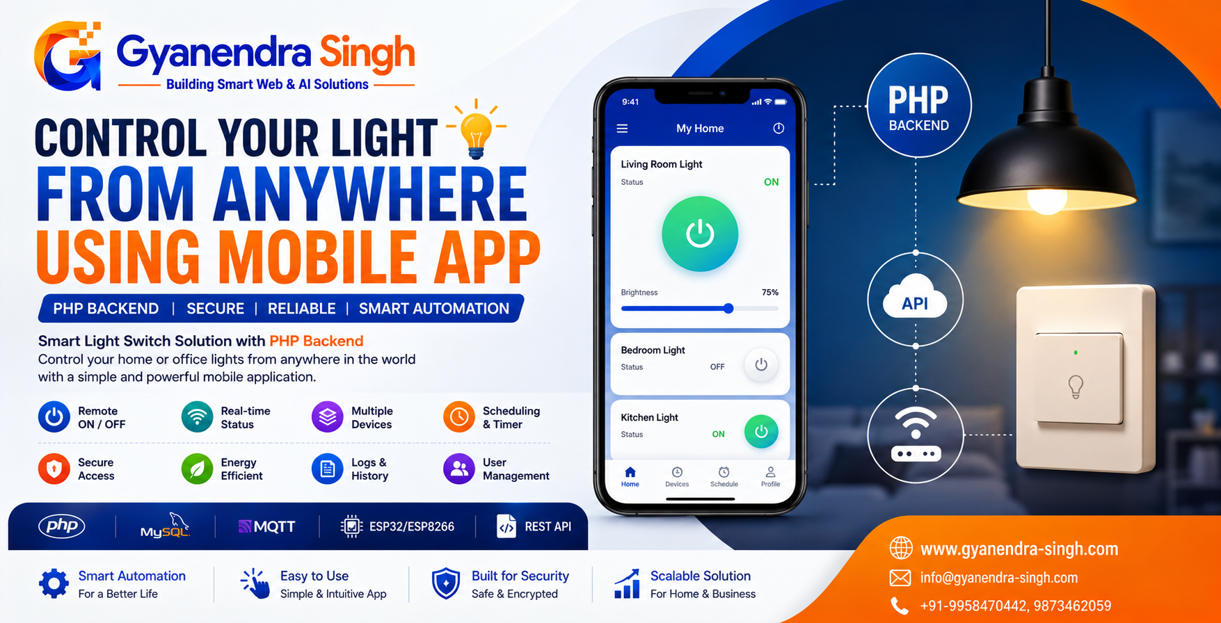 How to Control a Light Switch Using a Mobile App with a PHP Backend